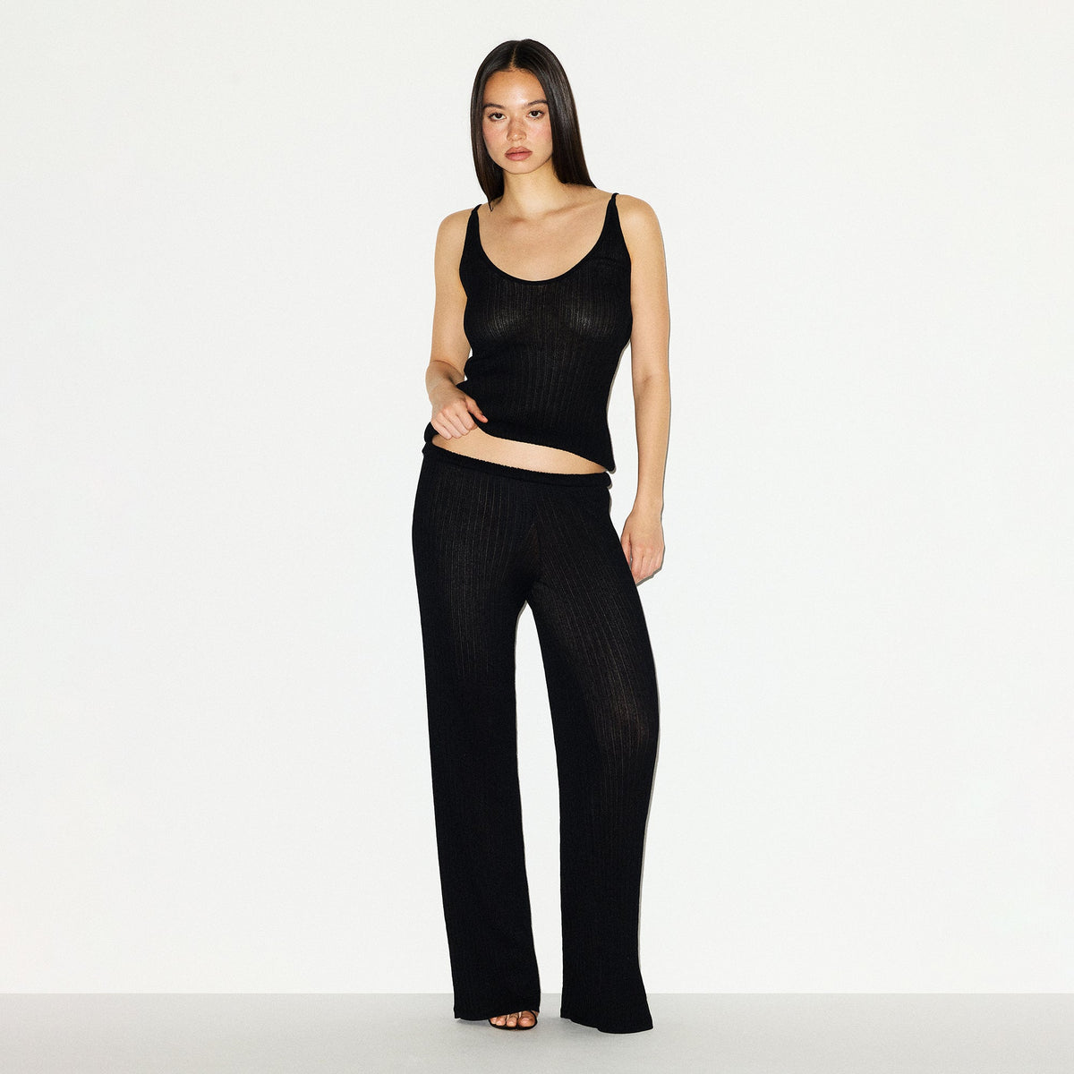 SHEER KNIT STRAIGHT LEG PANT | ONYX