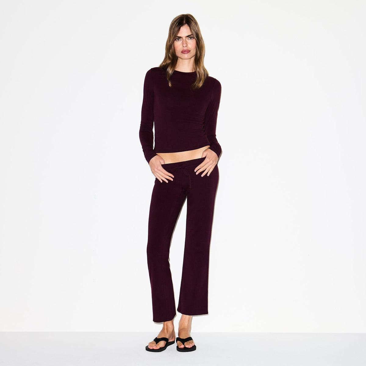 COTTON JERSEY LOW RISE CROP PANT | CURRANT