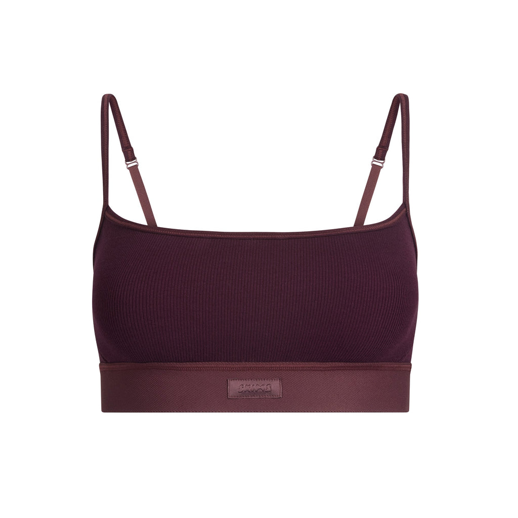 COTTON RIB SCOOP BRALETTE | CURRANT