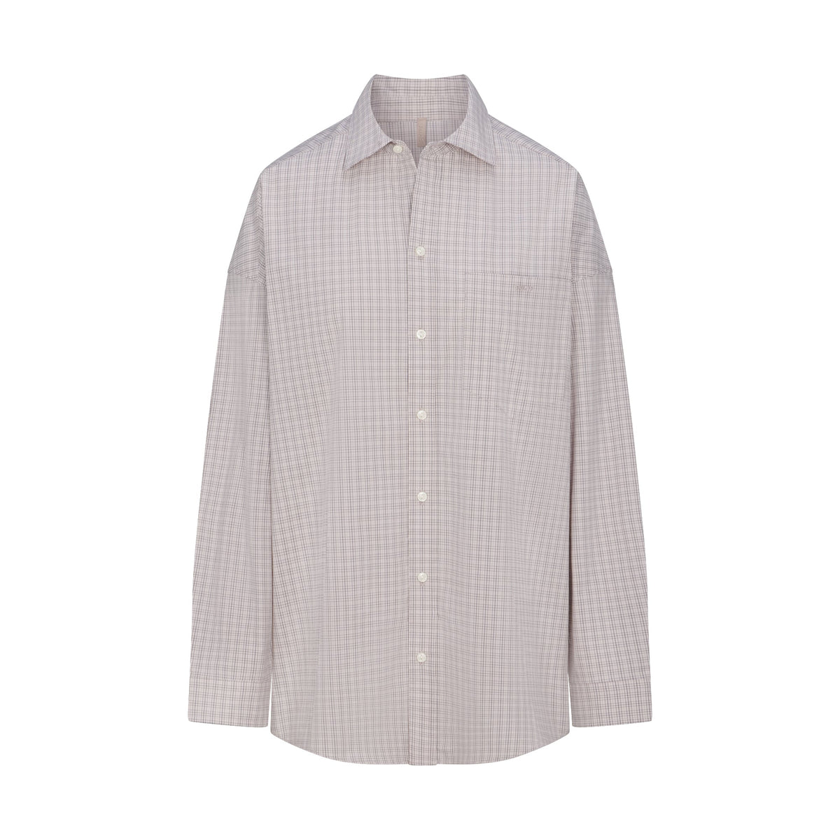 COTTON POPLIN SLEEP BUTTON UP DRESS | SILVER CHECK