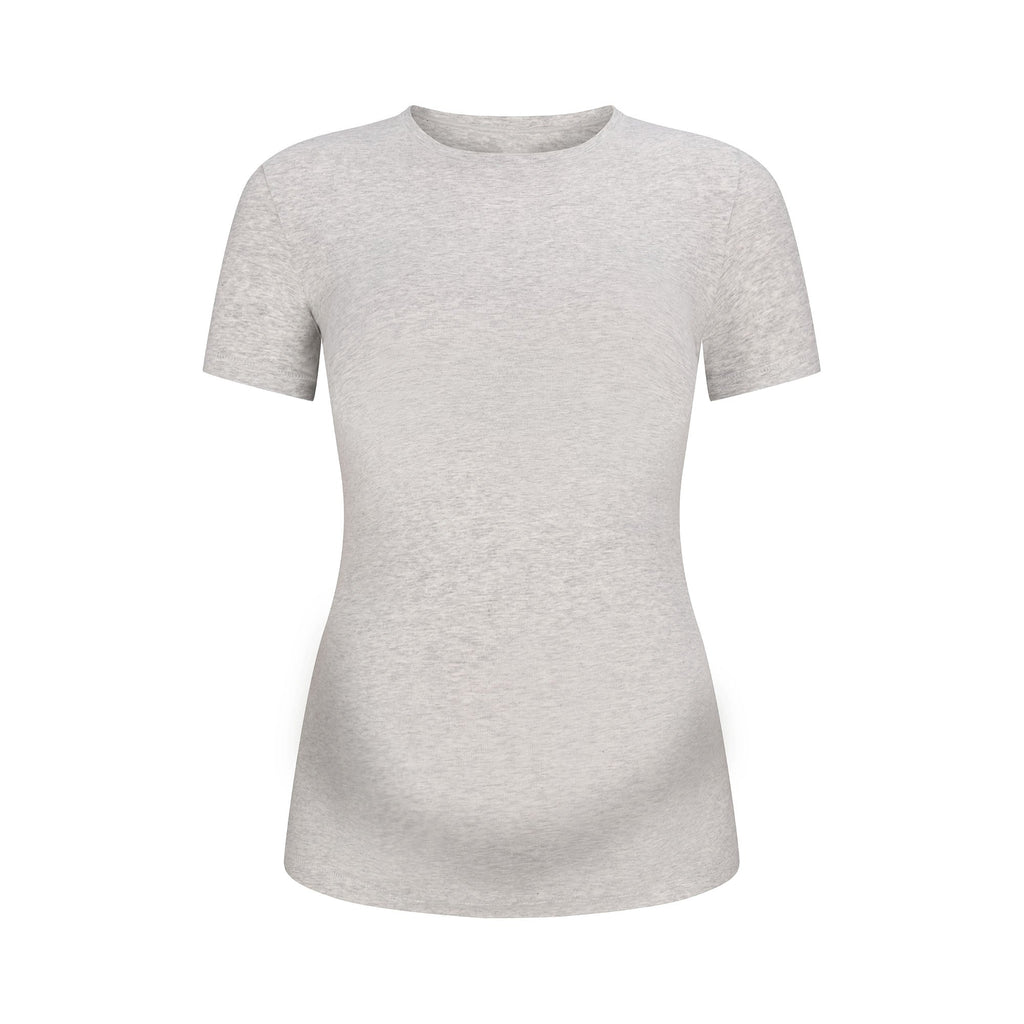 COTTON JERSEY MATERNITY T-SHIRT | LIGHT HEATHER GREY