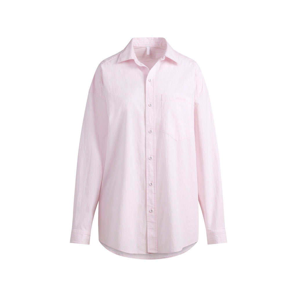 COTTON POPLIN OVERSIZED SLEEP SET | CHERRY BLOSSOM STRIPE
