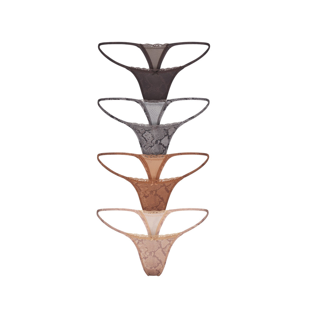 FITS EVERYBODY LACE STRING THONG 4-PACK | JASPER SNAKE MULTI
