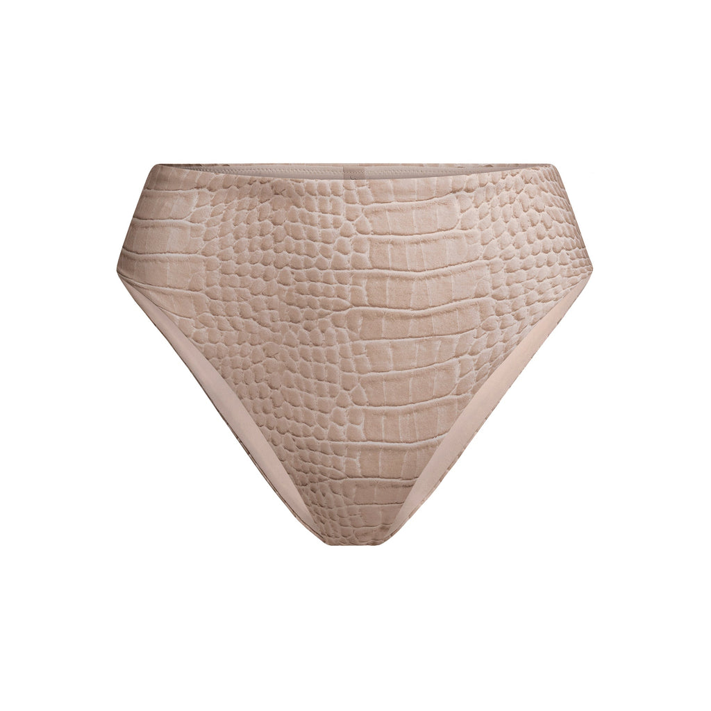 SIGNATURE SWIM HIGH-WAISTED BIKINI BOTTOM | DUNE CROCODILE PRINT