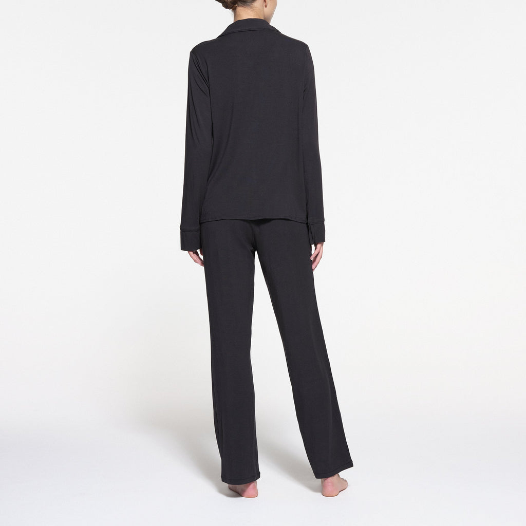 SKIMS SLEEP LONG SLEEVE BUTTON UP SET | ONYX