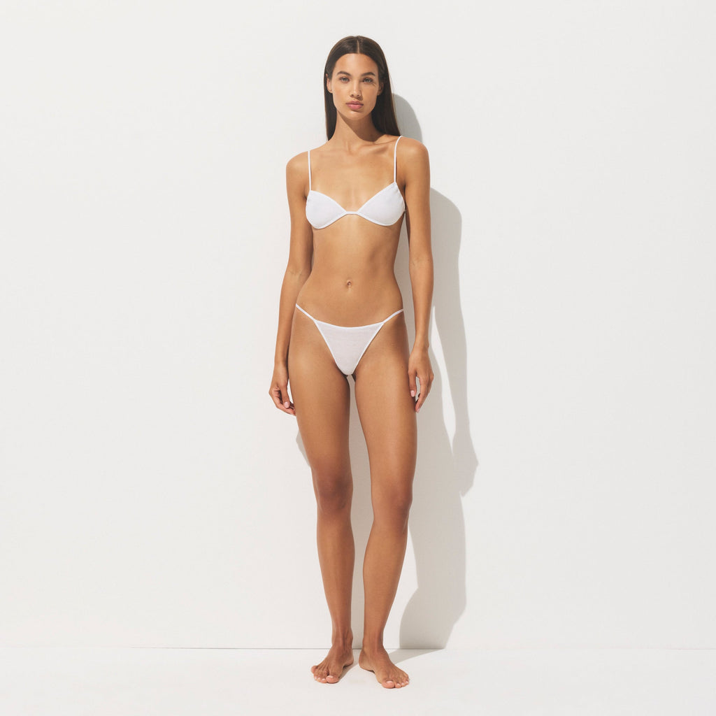 SHEER RIB SKIMPY TRIANGLE BRALETTE | SNOW