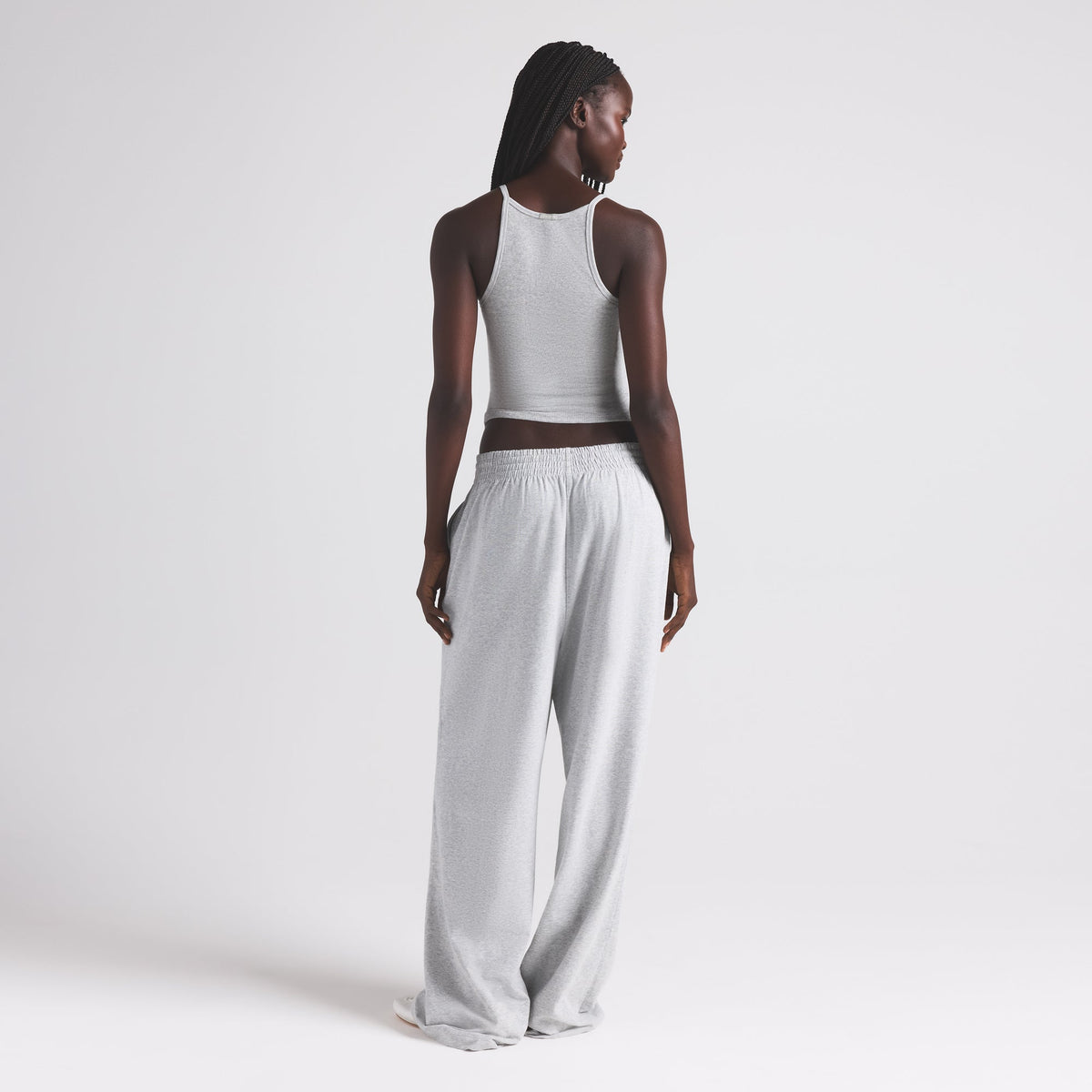COTTON JERSEY WIDE LEG PANT | LIGHT HEATHER GREY